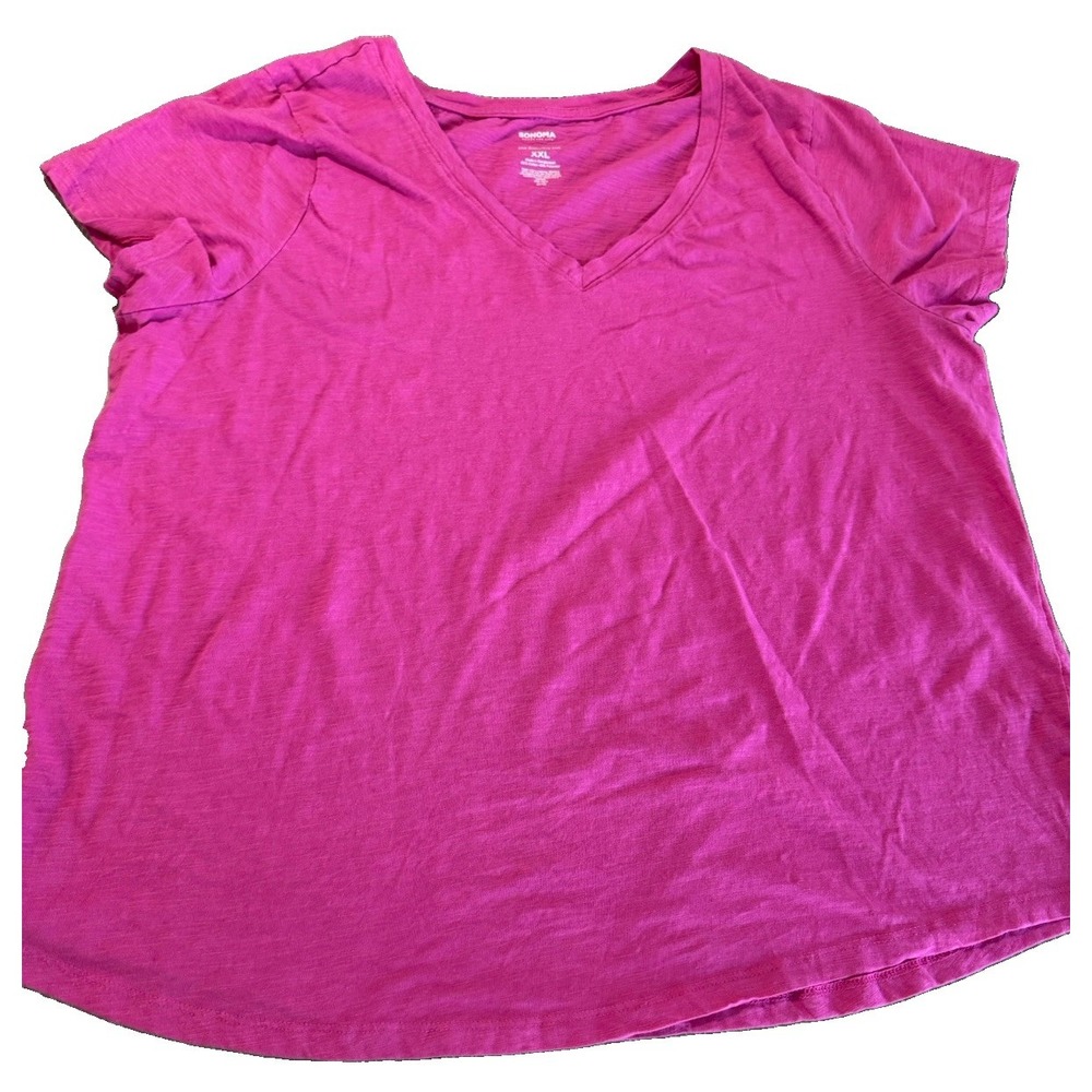 Sonoma V Neck Everyday Tee Sz XXL Cotton & Polyester Bust 43 Length 25 in